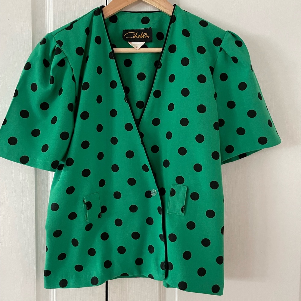 Vintage Chablis Green and Black spotted jacket SIZE L